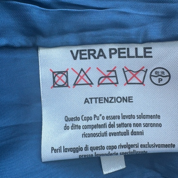 Lavenlico Blue Italian Sheep Leather Jacket | Y2K 2000s Made in Italy - Picture 12 of 13